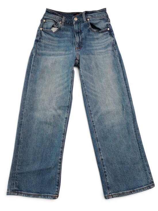 Quince Denim - Quince Comfort Stretch High Rise Cropped Wide Leg Jeans Stormy Blue Sz 27x25